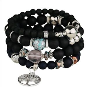 {NWT} Boho Style 4 Piece Tree Charm Beaded Bracelet
